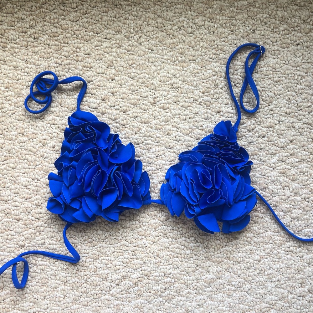 Royal Blue Ruffle Swim Bikini TOP ONLY